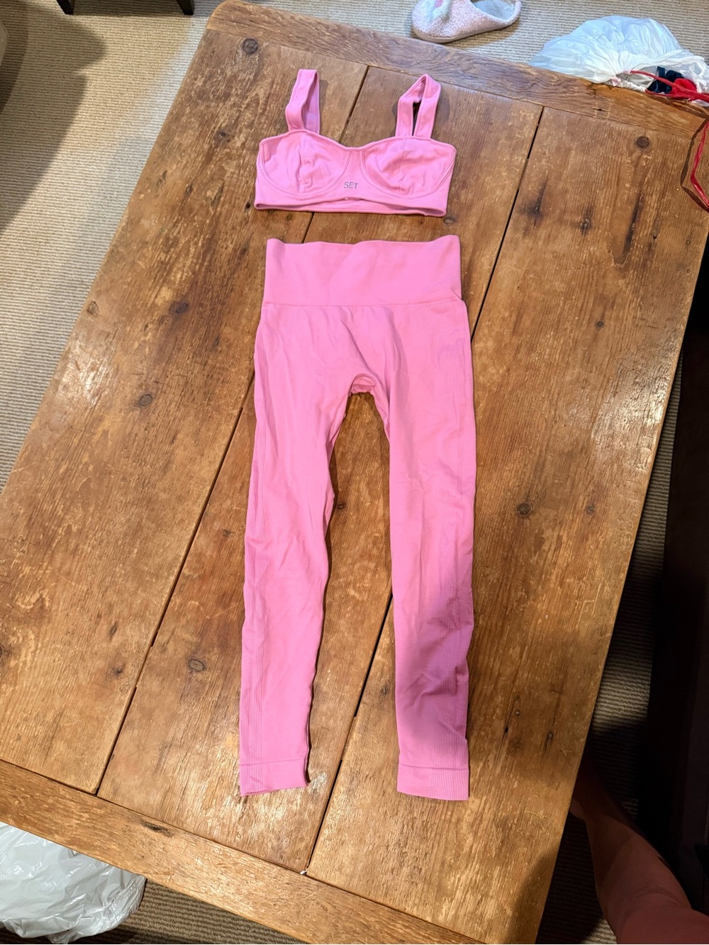 SET ACTIVE Pink SCULPTFLEX Sports Bra & High Rise Leggings Set S/M